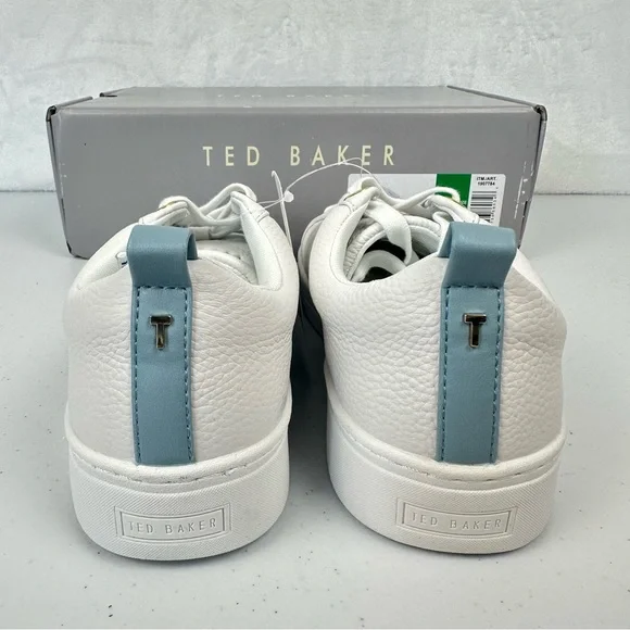 Ted Baker Bailey Icon Women’s 7.5 Classic Leather Tennis Shoe Blue Stripe New - Picture 4 of 13